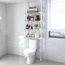 Lilyvane 4-Tier Bathroom Organizer, Freestanding Over Toilet Shelf, Adjustable 97-116" Tension Pole