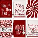 Breling 6 Pcs Christmas Kitchen Towels Red White Candy Tea Dishtowel 23.62 x 15.75 Inch Decorative Peppermint Candy Cane Hand Towel for Holiday Winter Home Kitchen Bathroom Decor Housewarming Gift