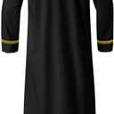 Muslim Clothes For Men Islamic Clothing Umrah Arabic Thobe Kaftan (Black, XXXL)
