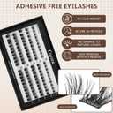 Glue-Free Wispy Lash Clusters Kit, 100 Pcs Individual Eyelash Clusters (8-14mmC Curl)- DIY Lash Extension Kit with Eyelashes Tweezers, Natural Fluffy Fake Lashes for Home Use, Beginners Friendly