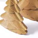 RM ROOMERS Christmas Tree Figurines Wooden, Set of 2 Gold Christmas Tree Vintage Tabletop Xmas Statues, Antique Decorative Xmas Trees for Desk, Mantel, Entryway, Rustic Holiday Centerpieces