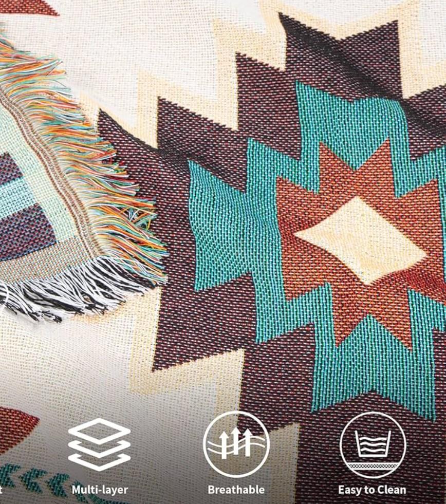 Blanket for Couch, Rustic Southwest Blankets Decorations for Home, Country Boho Throw Blanket for Couch, Sofa, Bed, Western Bedroom Decor Tribal Decor