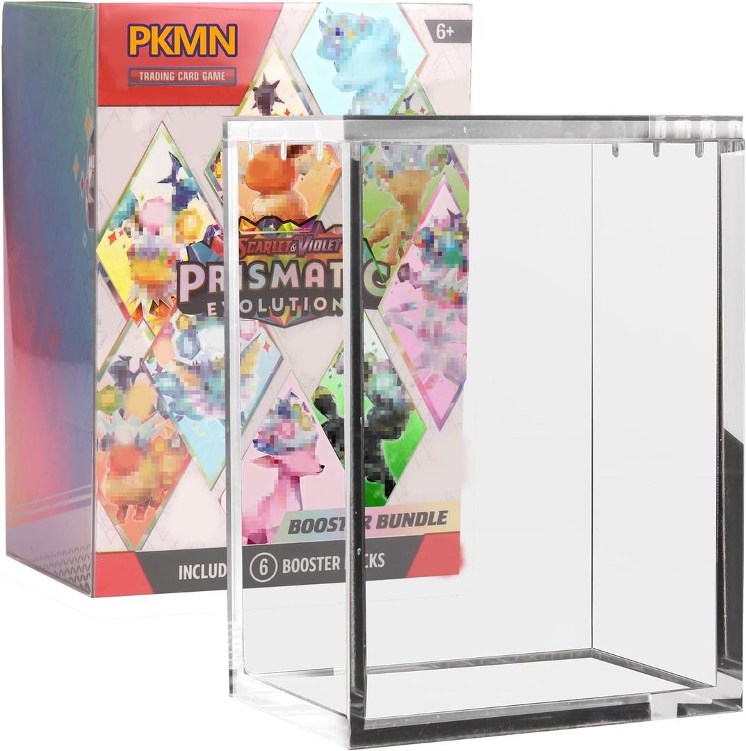 Premium Booster Bundle Acrylic Case Magnetic Lid Clear Display Case | 5mm PKMN Acrylic Protector Storage Box for Booster Bundle Pack Boxes (Box Not Included)