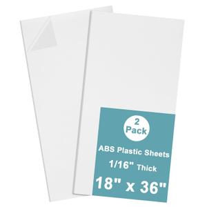 2Pack White ABS Plastic Sheet 18" x 36" x 1/16" Thick White Rigid Thermoplastic Sheet (Upgrade Surface) 1.5MM Flexible High Tensile ABS Moldable Plastic Panel for Crafts, DIY, Signs