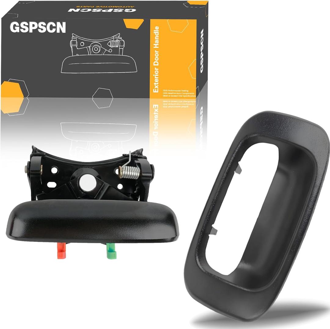 GSPSCN Metal Tailgate Handle Assembly & Bezel Trim w/Rod Clips | for 1999-2007 Chevy Silverado GMC Sierra 1500 2500 3500 | Metal Exterior Rear Handle | OEM 15997911, 15228539, 15228541, 15228540