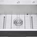 Brushed 25 Inch Drop in Kitchen Sink, 18 Gauge Stainless Steel Single Bowl Kitchen Sink with 2 Faucet Holes, 9'' Deep Basin Bowl with Grid, D25" x W18" x H9"