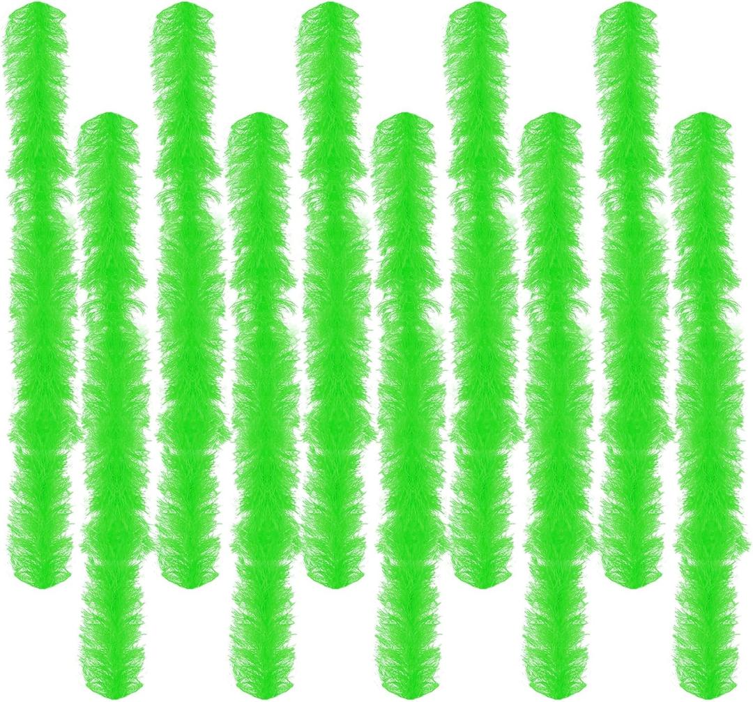 10 pcs Feather Boas 5ft Artificial Fluffy Boas Colorful Feather Boas Set for Women Costume Halloween Wedding Christmas (Green)