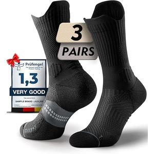 Mens Bamboo Viscose Coolmax Crew Compression Running Socks Athletic Hiking Workout Moisture Wicking Anti-Blister, Size M