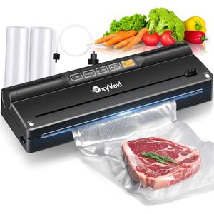 Precision Food Vacuum Sealer Machine, Powerful Automatic vacuum sealer for food Preservation Saver, Easy to Use, One-Touch Operation Food Vacuum Sealing Machine, Built-in Cutter & Hose, 2 Bags Rolls