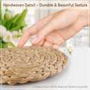 12 Inch Round Woven Placemats Set of 6, Herringbone Pattern, Natural Table Mats Braided Heat Proof, Farmhouse Boho Table Place Mat Ourdoor Wicker Chargers for Dinner Plates