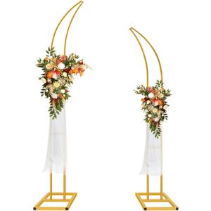Metal Wedding Arch Stand,Set of 2 Curved Arch Backdrop Stand Wedding Arches for Ceremony Baby Shower Garden Floral Horn Arch Stand Birthday Ramadan Decor(6.9FT & 5.9FT)