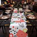 Yinkin Casino Theme Party Decorations Linen Poker Chip Table Runners 70 x 12 Inch Las Vegas Night Theme Decorations Table Runners for Casino Parties Birthday Bachelorette Playing Card Party Supplies