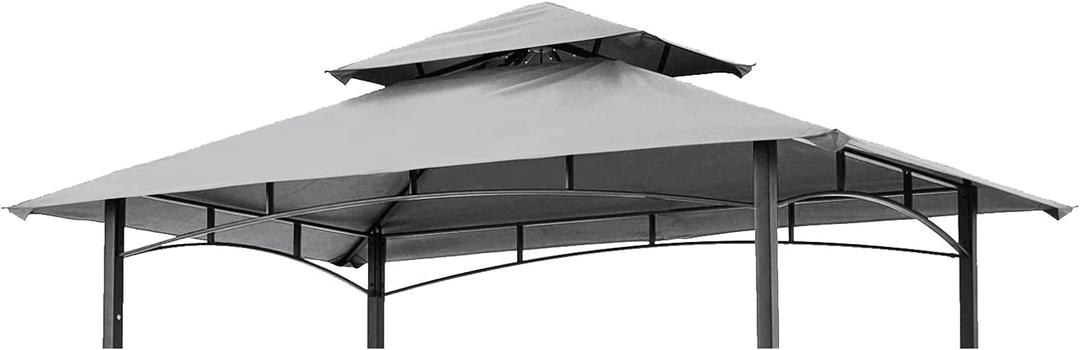Grill Gazebo Replacement Canopy Roof  Hugline 5x8 Outdoor Grill Shelter Canopy Top Double Tiered BBQ Tent Cover Fit for Model L-GG001PST-F (Gray)
