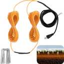 Adnee 118Ft Thermostatic Soil Heating Cable,Rubber Heating Warming Cable with Thermostat and Ground Stakes,Plant Soil Heater Cable for Cold Frame,Graden,Greenhouse Seed Grow