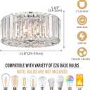 11.8" Crystal Round Flush Mount Modern Close to Ceiling Light Fixture, Chrome Ceiling Lights 2-Light Hallway Light Fixtures, Crystal Ceiling Lamp for Kitchen Bathroom Entryway, XDD007-2-CH
