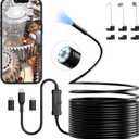 Endoscope Camera with Light, 1920P HD Borescope Camera with 8 Adjustable LED Lights, 16.4ft Semi-Rigid Snake Camera with Light, IP67 Waterproof 7.9mm Inspection Camera for iOS and Android