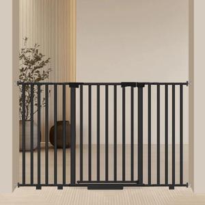 Extra Wide Baby Gate Fits 30-63 Inch Wide Opening, Toddler Pet Gate for Stairs Doorways Hallways Indoor, Walk Thru Large Long Dog Gates Pressure Mounted, Blac