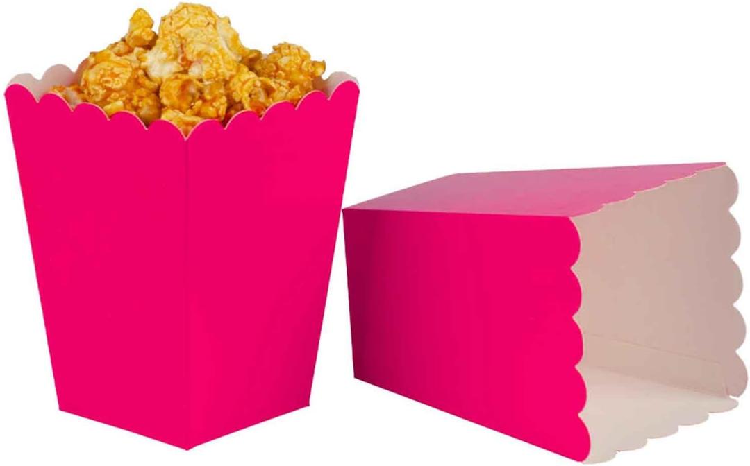 We Moment Hot Pink Popcorn Boxes Mini Paper Popcorn Box Cardboard Popcorn Container for Birthday Party, Graduation, Wedding, Carnival, Movie Night, Pack of 36