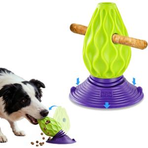 Interactive Dog Treat Dispensing Puzzle Toy, TPE Material with Detachable Suction Base for Medium & Large Dogs, Teeth Cleaning, Mental Stimulation & Boredom Relief