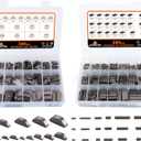 530pcs Metric Woodruff Key Assortment Kit with 37 Sizes, Include 240pcs Woodruff Half Moon Key, 290pcs Stainless Steel Round Ended Feather Key for Fasteners Mechanical Industry Crankshaft
