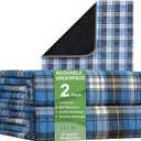 Bed Pads Washable Waterproof, Incontinence Bed Pads for Women and Men, Reusable Mattress Protector Underpads, Non-Slip, 36" x 34", Blue Plaid, 2 Pack