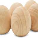 Fake Eggs to Paint, Pack of 5 Smooth Standable Wooden Eggs for Crafts, 4-3/8 Inch Wooden Easter Egg Decor, Wood Chicken Egg to Paint & Dye, by Woodpeckers