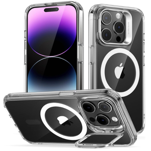 ESR for iPhone 14 Pro Case, Compatible with MagSafe, Built-in Camera Ring Stand, Military-Grade Protection, Magnetic Phone Case for iPhone 14 Pro, Classic Kickstand Case (HaloLock), Clear 