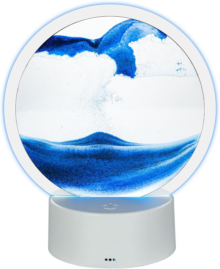 Moving Sand Art Picture in Motion, Relaxing Home Decor for Living Space for Office and Living Space (Blue)