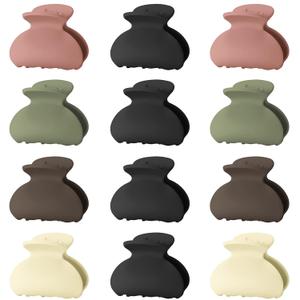 12 Pack Small Hair Claw Clips for Women Thin Fine Short Hair, 1.5 Inch Lolalet Cute Medium Size Jaw Clips Acrylic No Slip Hair Clamps Mini for Girls Kids -Style B