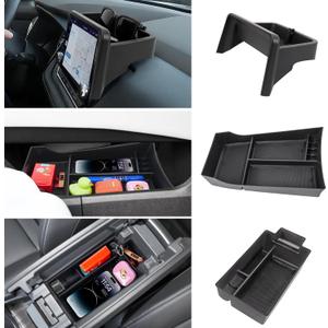 3PCS Center Console Organizer Compatible with 2021-2025 Nissan Rogue S/SV/Rock Creek Dashboard Tray Armrest Storage Box Lower Center Console Tray Interior Accessories(Only Fit 8-Inch Screen)