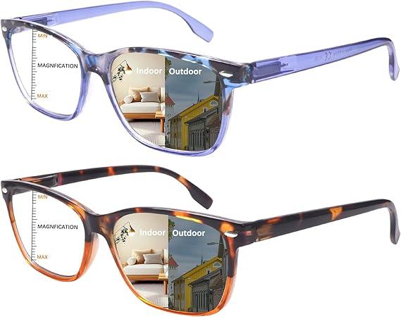 CLASAGA Progressive Multifocal Reading Glasses for Women Photochromic Gray Sunglasses Blue Light Blocking Computer Readers