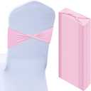 Kinlop 50 Pcs Spandex Chair Sashes Bows Chair BanB0C3V1RSWZds Slider Sashes for Covers Elastic Bands Ties Without Buckle Decorations for Wedding Party Events Ceremony Birthday(Pink)
