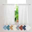 Yancorp White Linen Textured Short Kitchen Tier Curtains - 36 Inch Length, Farmhouse Cafe Style for Small Windows in Bathroom, Laundry Room (White, W24 x L36)