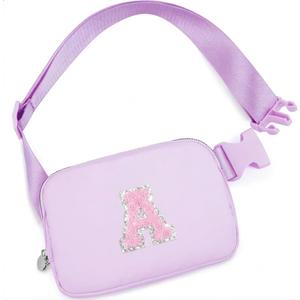 Birthday Gifts Easter Basket Stuffers for Girls, 4 5 6 7 8 9 10 11 12 13 14 Year Old Girl Gifts for Teens Sister Her, Initial Fanny Pack Belt Bag Crossbody Bag Trendy Stuff for Girls (Lavender, A)