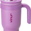 VINUR Insulated Tumbler with Handle-30 oz Stainless Steel Coffee Travel Mug with Leak Proof Straw Lid| Water Cup for Travel|Cup Holder Friendly|Gifts for Women, Lilac Purple