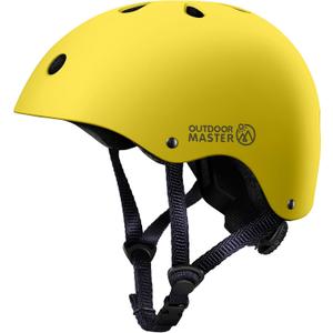 OutdoorMaster Youth & Kids Bike Helmet - Adjustable Multi-Sports Skateboard Helmet with Removable Liners for Balance Bike, Kids Scooter, One Wheel Hoverboard, Medium Yellow