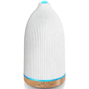 URPOWER 100ML Essential Oil Diffusers for Home, Ultrasonic Aromatherapy Diffuser with 7 Color Changing Lights, Timer & Auto Shut-Off, Scent Diffuser for Bedroom, Office, Yoga (Striped White)