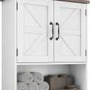 Bathroom Wall Cabinet with Barn Doors, Wall Mounted Bathroom Cabinet, Farmhouse Style, Adjustable Shelf, Wall Mounted Medicine Cabinets, White