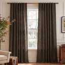 NICETOWN Plaid Jacquard Brown Bedroom Curtains, Rod Pocket & Back Tab Geometric Pattern Thick Wovern Mudcloth Rustic Farmhouse Window Drapes for Home Decor, W52 x L96, 2 Panels