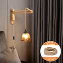 Helunsi 32.8ft Twisted Electric Rope Light, 18/2 Hemp Rope Covered Lamp Twisted Wire, 18-Gauge Vintage Light Pendant Cord, Antique Industrial Electrical Wire Rope