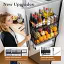 Magnetic Spice Rack for Refrigerator with Paper Towel Holder, Fruit Basket with 2 Hooks for Kitchen Storage and Organizer, FullEnclosed Magnetic Shelf 33 lbs for Laundry, Pantry, Coffee Bar and RV