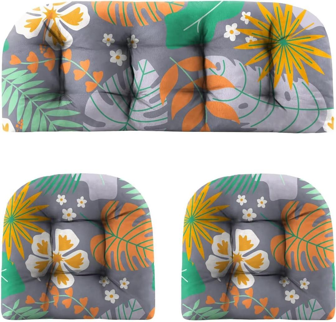 3 Pieces Patio Chair Cushion Set for Outdoor Wicker Furniture, Regular Size