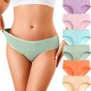 OLIKEME Womens Underwear Cotton Hipster Panties Low Rise No Show Briefs Soft Stretch Breathable Ladies Panties 6 Pack (M)