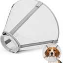 Breathable Mesh Dog Cone Collar for Surgery, Soft Elizabethan Recovery Alternative to Stop Licking,Pet Neck Collar for Large Medium Small Breeds(Light Grey,4) (4(Neck:11-15in, Depth:9.0in))