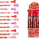 TINYMILLS Valentines Day Heart Multi-Point Pencils 24 Pack  Cute Stackable Valentine Pencils for Classroom Exchange, Party Favors, Goody Bag Stuffers & Valentine Party Supplies