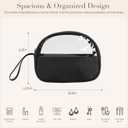 Small Clear Travel Makeup Bag, Waterproof Leak-Proof Toiletry Bag for Women, Simple Transparent Cosmetic & Makeup Bag Organizer (Black)