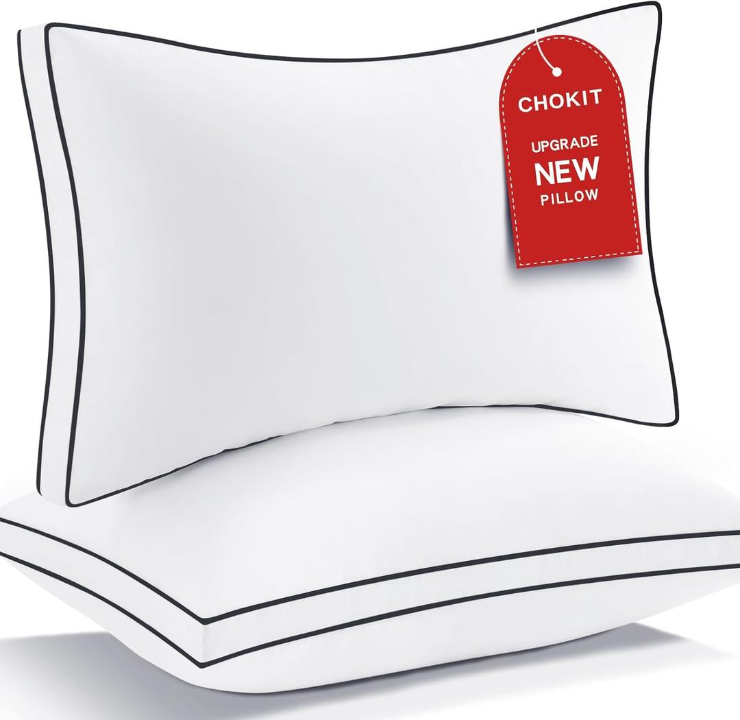 Premium Pillows Standard Size Set of 2, Fluffy and Supportive 7D Down Alternative Bed Pillow, Luxury Soft Hotel Quality Gusseted Pillow for Side Back Stomach Sleeper,Relief Neck Head and Shoulder Pain (White)