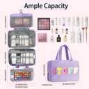 Toiletry Bag for Women Chenille Letter Makeup Bag Water-resistant Cosmetic Bag Travel Bag with Hanging Hook Preppy for Store Toiletries Cosmetic Accessories Medium Purple