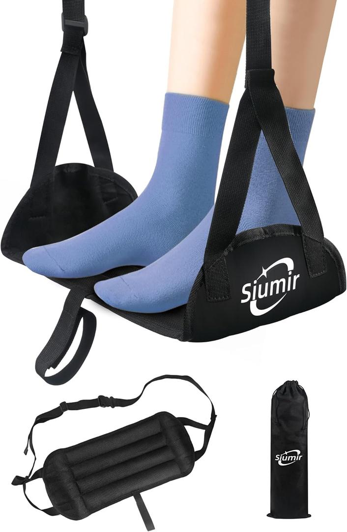 Airplane Foot Hammock, Upgraded Anti-Squeeze Foot Rest for Plane Travel - Relax Your Feet with Better Support, Thickened Foam, Portable Design, and More Comfortable Foot Sling (9 Inch)