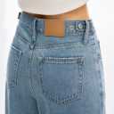 Women's Adjustable Waist Baggy Jeans with Snap-Button Waistband Wide Straight Leg High Rise Jeans Denim Pants Y2K Trousers, 25
